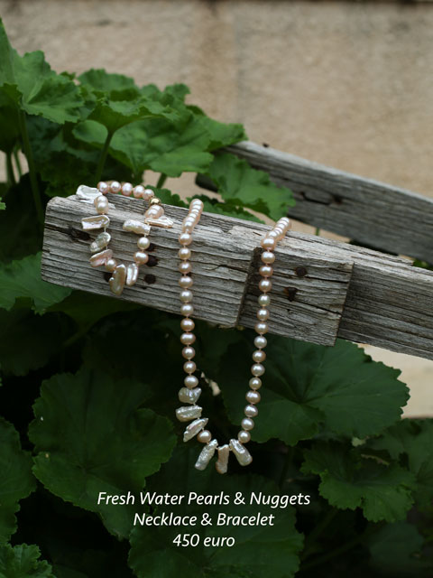 Fresh Water Pearls & Nuggets Necklace & Bracelet